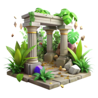 vibrant rustic Ancient Ruins Overgrown with Vines Cutout for Jungle Scenes professional png