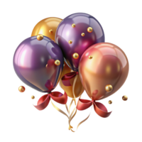 serene classic Anniversary Balloons with Ribbon Transparent for Celebration Graphics detailed png