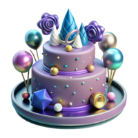 serene classic Anniversary Cake with Figurines Isolated high resolution png