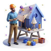 impressive artistic Architect Measuring Blueprint House Design Isolated high resolution png