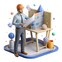 elegant abstract Architect Designing Building Blueprint Transparent high quality png