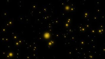 Seamless loop golden particle travelling on black background. Shimmering Dust Particles on Black Background video