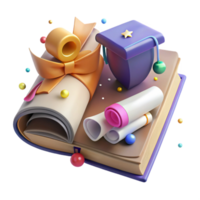 wonderful artistic Book and Graduation Scroll Cutout for Academic Achievements premium png