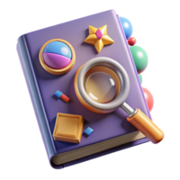 dramatic traditional Book with Magnifying Glass Cutout for Research Projects high resolution png