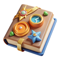 dramatic traditional Book with Map and Compass Cutout for Adventure Stories original png