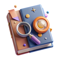 impressive minimalist Book with Magnifying Glass Cutout for Research Projects high resolution png