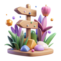 magnificent modern Botanical Garden Signpost Cutout for Park Navigation detailed png
