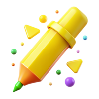 serene minimalist Bright Yellow Highlighter Text Marking Tool Isolated for Studying high resolution png