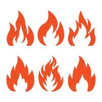 Red fire icon set, Fire flame icons design vector