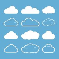 Set of white clouds icon, White clouds outline design. vector