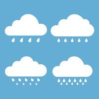 Clouds icon set, White clouds with rain drops. vector