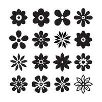 Flower icons silhouette set, Geometric flower icons and graphic design. vector