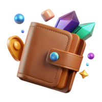 elegant creative Brown Wallet Leather Accessory Money Isolated for Finance Websites original png