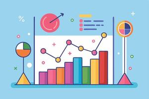 Flat illustration of a graph, perfect for data visualization, business analysis, and finance concepts. vector