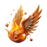 impressive vintage Burning Phoenix Wing Isolated Game Asset detailed png