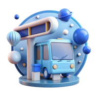 vibrant abstract Bus Stop Sign Blue White Bus Icon Cutout for Public Transit high resolution png