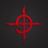 abstract red mystical symbol with cross vector