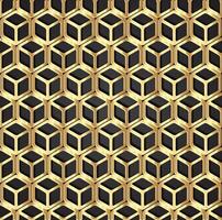 3d cubic shape gold pattern vector