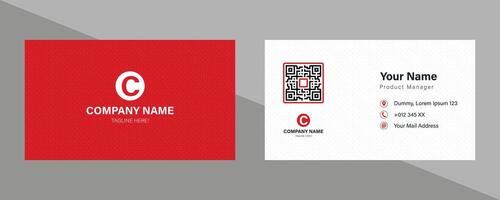Red corporate business card and name card template with horizontal layout vector