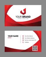 Creative blue red gradient business card template with abstract shape vector