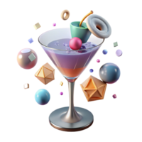 vibrant minimalist Cocktail Glass with Garnish Transparent for Bar Menus high quality png