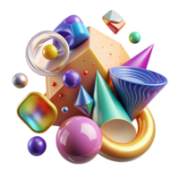 elegant minimalist Colorful Abstract Shapes Transparent Background for Modern Design high resolution png