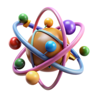 serene rustic Colorful Atom Model Structure Isolated for Science Illustrations high resolution png