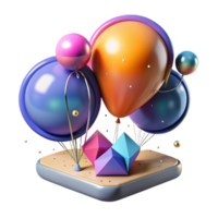 elegant rustic Colorful Balloons Gradient Shading Isolated for Modern Art original png