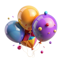 impressive rustic Colorful Balloons Perspective View Isolated for 3d Effect detailed png