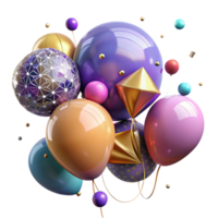 wonderful contemporary Colorful Balloons Perspective View Isolated for 3d Effect png