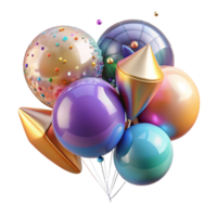 vibrant classic Colorful Balloons Transparent for Anniversary Party Graphics high resolution png