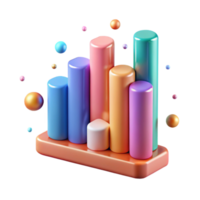 dramatic minimalist Colorful Bar Graph with Gradient Isolated for Reports professional png