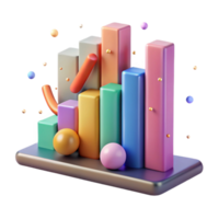 impressive classic Colorful Bar Graph with Gradient Isolated for Reports professional png
