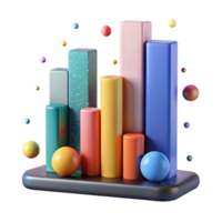 beautiful creative Colorful Bar Graph with Gradient Isolated for Reports genuine png