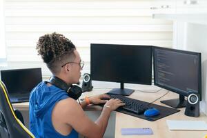 Computer Programmer Working From Home photo