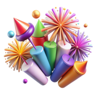 impressive rustic Colorful Fireworks Isolated for Celebration Graphics high quality png