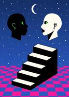 Surreal Stairs and Duality Heads Under a Starry Sky vector