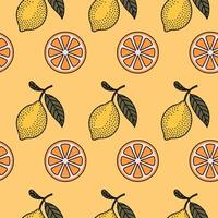 Lemon Pattern on Yellow Background vector