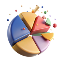 serene artistic Colorful Pie Chart with Shadows Isolated for Reports premium png