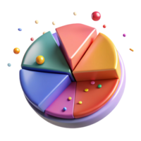 vibrant abstract Colorful Pie Chart with Shadows Isolated for Reports detailed png