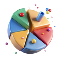 impressive contemporary Colorful Pie Chart with Shadows Isolated for Reports detailed png