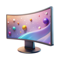 dramatic contemporary Computer Monitor Curved Ultrawide Display Isolated for Gaming Setup high resolution png