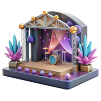 impressive creative Concert Stage with Backstage Area Isolated for Event Management authentic png
