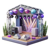 serene modern Concert Stage with Lighting Truss System Isolated for Technical Drawings high quality png