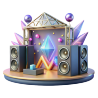 extraordinary vintage Concert Stage with Line Array Speakers Transparent for Powerful Sound authentic png
