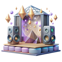 dramatic classic Concert Stage with Line Array Speakers Transparent for Powerful Sound professional png