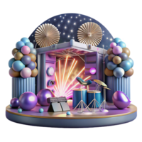 vibrant abstract Concert Stage with Pyrotechnics Display Cutout for Explosive Visuals original png