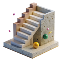 beautiful rustic Concrete Staircase with Exposed Aggregate Finish Transparent premium png