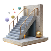 extraordinary contemporary Concrete Staircase with Modern Railing Transparent high resolution png