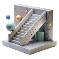 elegante criativo concreto Escadaria com moderno grade transparente exclusivo png